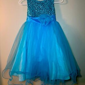 Blue Sequin Kids Dress